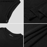 Men Vests Knitted Solid Color Round Neck Sleeveless Split Hem Casual Waistcoats Men Streetwear Button Tank Tops 5XL