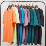 Korean Advanced Pure Cotton Solid Color Short Sleeve Retro T Shirt for Men Summer Trend Casual All-match T-Shirt Men