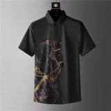 Foesce Shirts Mens Luxury Top Diamond Men's Shirt Long Mouw Slim Casual Shirt Black Animal Horse Shirt Social Camisa Hombre
