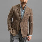 Leisure Mens Blazer Jackets Autumn Vintage Plaid Striped Printed Long Sleeve Lapel Coats For Men Fashion Buttoned Suit Coat