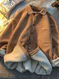 Foesce Japan Thickened Warm  Collar Shirt Trendy Men Autumn Winter Retro Jacket Hong Kong Style Oversize Warm Blouse Top