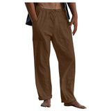 Foesce New Men's Casual Cotton Linen Pants Male Summer Large Size Breathable Solid Color Trousers Sports Fitness Streetwear S-5XL