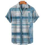 Foesce -Men's Shirts Casual Striped Hawaiian Print Short Sleeve Tops Lapel Shirts Harajuku Summer Men's Shirts 5xl