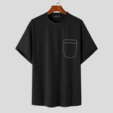 Men T Shirt Solid Color O-neck Short Sleeve Loose Streetwear  Fashion Casual Camisetas Summer Leisure Tee Tops S-5XL