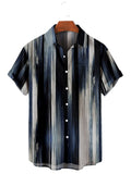 Foesce 5XL Hawaiian Men's Shirt Colourful Striped Camisa Short Sleeve Shirts For Men Casual Top Oversized Tee Shirt Men Clothing