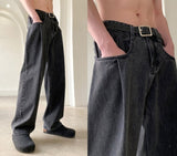 White/Blue/Black Baggy Jeans Men Fashion Casual Straight Jeans Men Streetwear Loose Hip Hop Wide Legs Denim Pants Mens Trousers