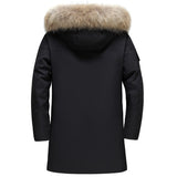 Foesce New Real Fur Collar Men's Down Jacket Hooded Warm Winter Coat Men Warm 90% White Duck Down Long Parka Hight Quality Man Overcoat