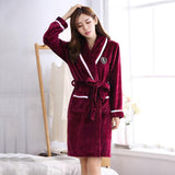 Thicken Warm Couple Style Flannel Robe Winter Long Sleeve Bathrobe Sexy V-Neck Women Men Nightgown Lounge Sleepwear Home Clothes