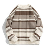 Winter Warm retro Sweater Men Trend stitching Turtleneck Mens Pullover thick Slim stripe Sweaters Tops Knitted Men's Jumper