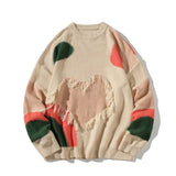 Autumn Oversize Patch Sweatercoat Men Baggy Jumper Fashion Harajuku Streetwear Knitwear Pullovers Clothing Male Female Plus Size