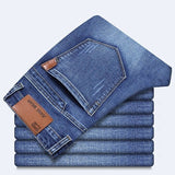 Spring Autumn Men's Smart Elastic Jeans Business Fashion Straight Regular Stretch Denim Trousers Men Jeans  28-40