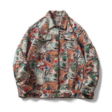 Men Cartoon Jacquard Streetwear Fashion Hip Hop Loose Casual Vintage Jacket Coat Man Women Spring Autumn Jacket Overcoat