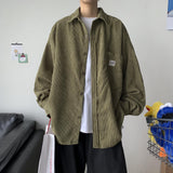 Foesce Art Style Men's Corduroy Long Sleeve Shirts Autumn Korean Shirt Woman Fashion Casual Oversize Shirt Coat Quality Clothing