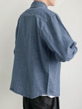 Spring New Button Pockets Men's Blue Denim Shirt Husband Fashion Long Sleeve Solid Cotton Slim Casual Shirts for Men