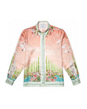 Foesce Silk Shirt Style Formula Racing Driver Gradient Landscape Silk Long Sleeve Shirt S-XL