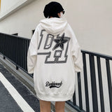 Women Clothing black Vintage Street Sweatshirt Hoodie Letter Printing Long Sleeves Casual Warm Oversize Baggy Ladies Tops Autumn