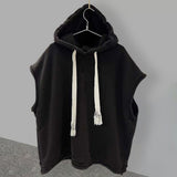 New Solid Color Simple Hooded Sleeveless T-shirt Men's Summer Pure Cotton Street All-match Handsome Vest Top Casual Loose