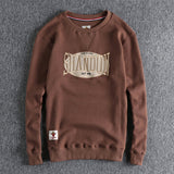 Autumn New American Retro Pineapple Knitted Embroidery Sweatshirts Men's Simple Heavyweight Washed Pullover Casual Sportwear