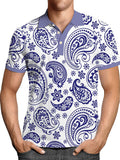 Vintage Houndstooth Print Polo Shirt Men Summer Short Sleeve Casual Pullover Tops Mens Fashion Turn-down Collar Button-up Polos