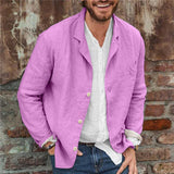 Vintage Loose Cotton Linen Men Shirt Spring Long Sleeve Button-down Turn-down Collar Shirts Streetwear Men's Fashion Solid Tops
