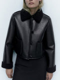 Foesce Autumn Winter Women Fleece Coats Warm Long Sleeve Single Breasted Jacket Vintage Female Waistcoat Chic Tops
