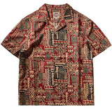 West Coast style floral shirt men's loose silhouette casual short sleeve summer printed beach shirt