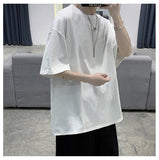 Foesce 100% Cotton Five Half Sleeve Men's Women Summer T-shirt Loose Short-sleeved Casual Basic Shirt O Neck Solid Color Oversize