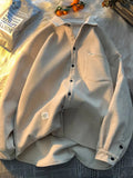 Foesce Japan Thickened Warm  Collar Shirt Trendy Men Autumn Winter Retro Jacket Hong Kong Style Oversize Warm Blouse Top