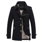 Foesce Trench Coat Men Solid Mid-length Autumn Mens Jacket Young Winter British Fashion Slim Casual Windbreaker Men Clothing