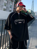 Waffle Casual Sports Suit Men Korean Summer Hip Hop Handsome Short-sleeved T-shirt + Shorts High Street Two-piece Suit