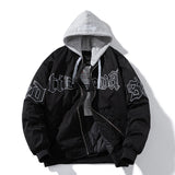 Men Women Letter Baseball Jacket Winter Vintage Bomber Jacket Fashion Hip Hop American Coat Hooded Parkas Couple High Street