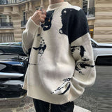 Street Knit Sweaters Men Design Vintage Casual Loose Pullover Knitter Fashion Long Sleeve Fall Winter Tops Jumper Men's Clothes