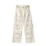 Y2K Style Multi-pocket Tooling Jeans Men's American Retro Street Harajuku Trousers Washed Mopping Pants Youth Clothing