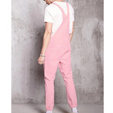 High Street Solid Color Jeans Overalls For Men Fashion High Waist Denim Jumpsuits Casual Sling Pants Hawaiian Tourism Clothing
