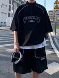 Waffle Casual Sports Suit Men's Korean Summer Hip Hop Trendy Handsome Short-sleeved T-shirt + Shorts High Street Two-piece Suit