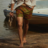 Foesce Fashion Camouflage Print Short Pant Men's  Summer Vacation Casual Seaside Beach Shorts Men Leisure Drawstring Tie-up Shorts