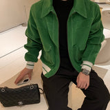 Men's Spring and Autumn Overcoat Hip Hop Corduroy  Retro Casual Regular Slim Fit  Streetwear Fashion Pilot Jacket