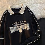 Foesce Shirts American High Street Campus Sweatshirt Long Sleeve Shirts Men Spring Autumn Preppy Unisex Cartoon Rugby Shirt