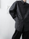 Men's Shirts  Black White Long Sleeve Jacquard Summer New  Korean Niche Loose All-match Loose Fit  Tops