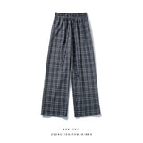 Spring Cotton Casual Pants Men Fashion Retro Oversized Plaid Pants Men Streetwear Loose Wide Leg Pants Mens Straight Trousers