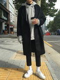 Mauroicardi Autumn Winter Loose Casual Grey Black Soft Warm Woolen Cocoon Coat Men Lapel Double Breasted Korean Fashion