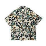 Foesce Oversize American Retro Floral Printed Short Sleeve Shirt Hip Hop Loose Casual for Men Women Shirts