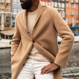 Fashion Trend Mens Overcoats Autumn And Winter Vintage Solid Wool Coats For Men Casual Long Sleeve Button-down Lapel Long Jacket
