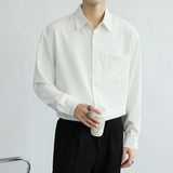 Men's Korean Style Loose Long Sleeved High-quality Shirts Fashion Solid Color Lapel Collar Business Shirts Top Clothes