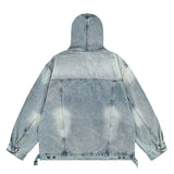 Men's Trendy Brand Loose Niche Design Coat Sweater China-Chic Brand American Style Washed Retro Denim Hooded Sweater New