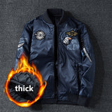 Winter Bomber Jacket Men Military Pilot Jacket Badge Fashion Double Side Wear Motorcycle Jacket Autumn Youth Men Clothing Pocket