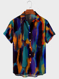 Foesce 5XL Hawaiian Men's Shirt Colourful Striped Camisa Short Sleeve Shirts For Men Casual Top Oversized Tee Shirt Men Clothing
