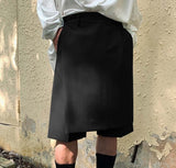 Foesce Fashion Men Shorts Solid Button Streetwear Loose Korean Style Irregular Shorts Summer Casual Men Bottoms S-5XL