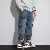 Autumn Winter Jeans Men Causal Loose Denim Pants Male Pocket Cargo Jeans for Man