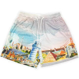 Summer New Fashion Printed Shorts For Men Quick-Drying Breathable Casual Shorts Gym Basketball Training Mesh Beach Shorts